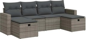 vidaXL 6 részes szürke polyrattan kerti ülőgarnitúra párnákkal