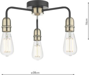 Dar Lighting loft mennyezeti lámpa kiefer antik sárgaréz matt fekete darkie5322