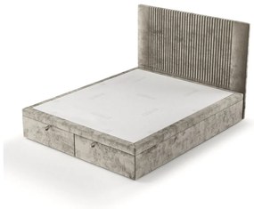 Bézs kárpitozott ágyneműtartós franciaágy 180x200 cm Mavel – Maison de Rêve