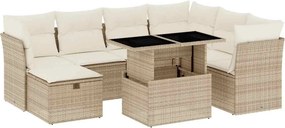 vidaXL 8 részes bézs polyrattan kerti ülőgarnitúra párnával