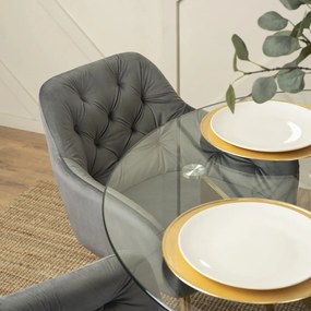 Szürke Bársony Étkezőszék Arany Lábbal. RAYA