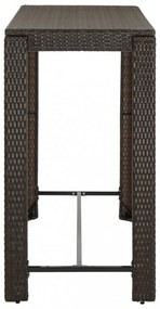 barna polyrattan kerti bárasztal 140,5 x 60,5 x 110,5 cm