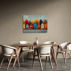 Üveg kép - Festett őszi város (70x50 cm)