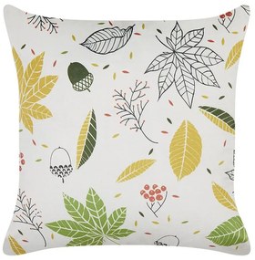 Törtfehér Bársony Levélmintás Díszpárna 45 x 45 cm MULLEIN Beliani