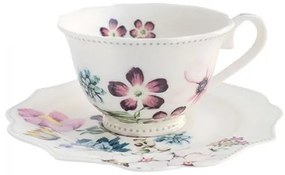 Tavaszi virágos jade porcelán csésze+alj szett Mea 220ml