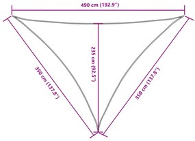 bézs háromszögű oxford-szövet napvitorla 3,5 x 3,5 x 4,9 m