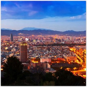 Poszterek 100x100 Éjszakai felvétel Barcelonából