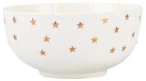 Karácsonyi arany csillagos porcelán müzlis tálka - 13,5 cm 400 ml