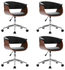 4 db fekete forgó műbőr étkezőszék
