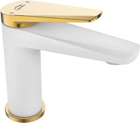 Mosdó csaptelep fehér-arany Álló, egykaros, kattanó dugóval