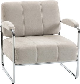 HOMCOM nappali fotel vastag párnázattal, széles ülés, dupla varrás — puha chenille, könnyű összeszerelés, acél váz — bézs | Aosom