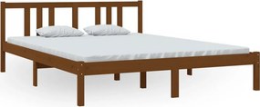 vidaXL King Size mézbarna tömör fa ágykeret 150 x 200 cm