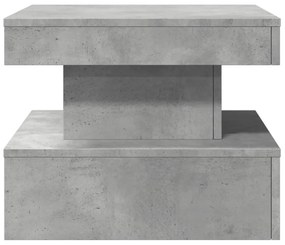 betonszürke dohányzóasztal LED-lámpákkal 50 x 50 x 40 cm