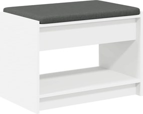 vidaXL Előtér pad párnával Fehér 63 x 38 x 45 cm Műanyag Fa és Szövet