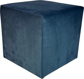 Négyzet alakú puff velúr sötétkék könnyen tisztítható lángálló