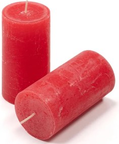 Rusztikus gyertya készlet 10 cm Ø 5 cm  8 db piros