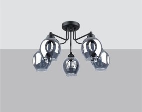 Fekete mennyezeti lámpa üveg búrával 59x59 cm Garten – Sollux