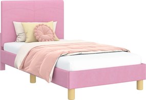 vidaXL Gyerekágy kerettel fejtámlával Rózsaszín 80 x 160 cm szövet