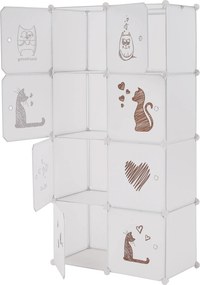 Gyerek moduláris szekrény, fehér/barna minta, KIRBY