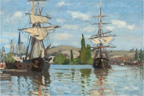 Kép - Claude Monet, Ships Riding on the Seine at Rouen, reprodukciók (90x60 cm)