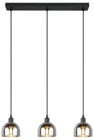 Fekete-ezüstszínű függőlámpa üveg búrával Molly – Trio