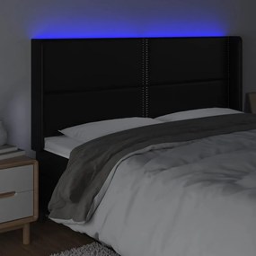 fekete műbőr LED-es fejtámla 183x16x118/128 cm