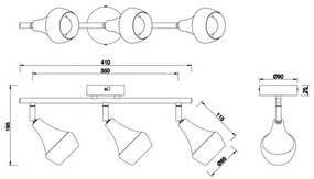 Trio - Spotlámpa TRUMPET 3xE14/40W/230V