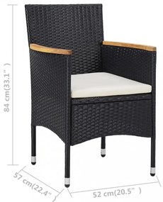 2 db fekete kerti polyrattan étkezőszék
