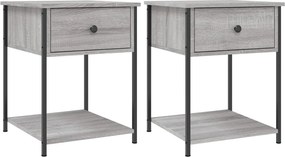 vidaXL 2 db szürke sonoma színű szerelt fa éjjeliszekrény 44x45x58 cm