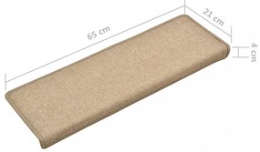 15 db tópszínű lépcsőszőnyeg 65x21x4 cm