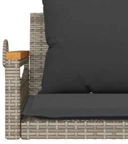 szürke polyrattan hintapad párnákkal 109 x 62 x 40 cm