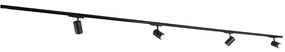 Modern 3 fázisú sínrendszer fekete 4 spotlámpával 3000-4000K - Ruler