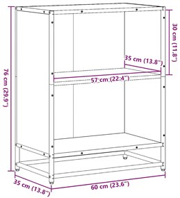 fekete forgácslap könyvszekrény 60x35x76 cm