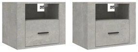2 db betonszürke falra szerelhető éjjeliszekrény 50x36x40 cm