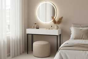 Nicole fésülködőasztal 100 cm fiókokkal - matt fehér / fekete lábak