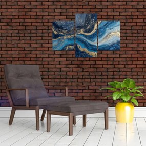Kép - Kék-arany absztrakt márvány (90x60 cm)