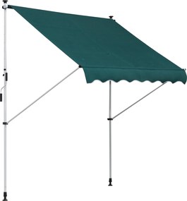 Outsunny Kézi Kihúzható Napernyő 2x1.5 m Kültéri Terasz Napernyő Állítható Magasságú Kéttengelyes Emelő 170-280 cm Fúrás Nélkül Erkélyhez Kerthez Zöld
