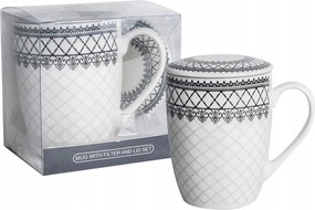 Porcelán teásbögre fedő szűrő elegáns mintával