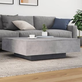 Betonszürke dohányzóasztal LED-lámpákkal 100 x 100 x 31 cm