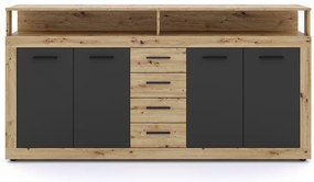 XXL/LUNA Komód Artisan Tölgy/Fekete Színben