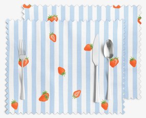 Goldea teflonbevonatú reggeliző alátét - eprek kék csíkos alapon - 2db 30 x 40 cm