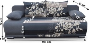 Kinyitható kanapé, szürke/minta, REMI NEW