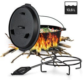 Guernsey, prémium öntöttvas edény, 12.0 barbecue edény, öntöttvas, lábacskák, XL/13,6 l méret