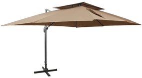 tópszínű dupla tetejű konzolos napernyő 400 x 300 cm