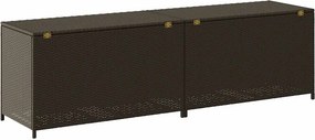 Barna Polyrattan Kerti Tárolóláda 200 X 50 X 60 Cm