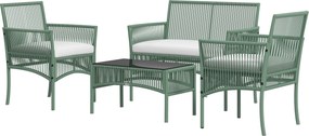 Outsunny 4 darabos Rattan Kertikészlet, Kültéri Készlet 2 Kültéri Karosszékkel, Kerti Sofával és Kerti Kávézóasztallal, Zöld és Fekete | Aosom