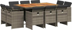 vidaXL 11 részes szürke polyrattan kerti ülőgarnitúra párnákkal
