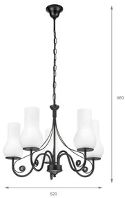 Brilagi - LED Csillár láncon COTTAGE 5xE14/40W/230V fekete/fehér