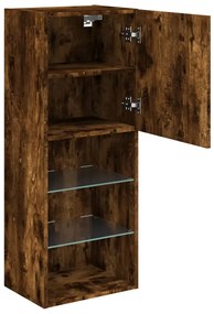 füstös tölgy színű TV-szekrény LED lámpákkal 40,5 x 30 x 102 cm