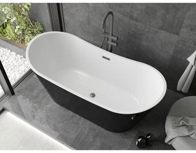 Mexen Montana, szabadon álló kád 150 x 75 cm, fehér-fekete, grafit túlfolyó, 52011507575-66